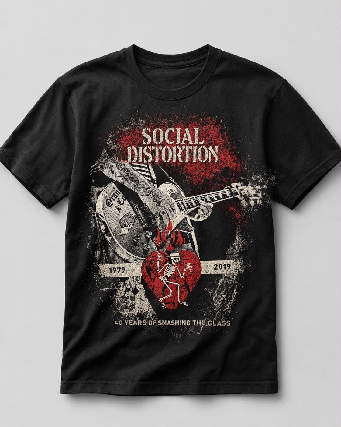 Playera personalizada negra con diseño musical.